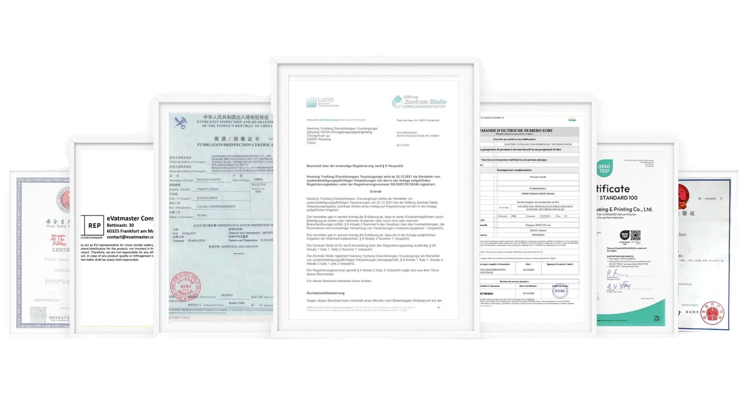 Diverses certifications et licences affichées