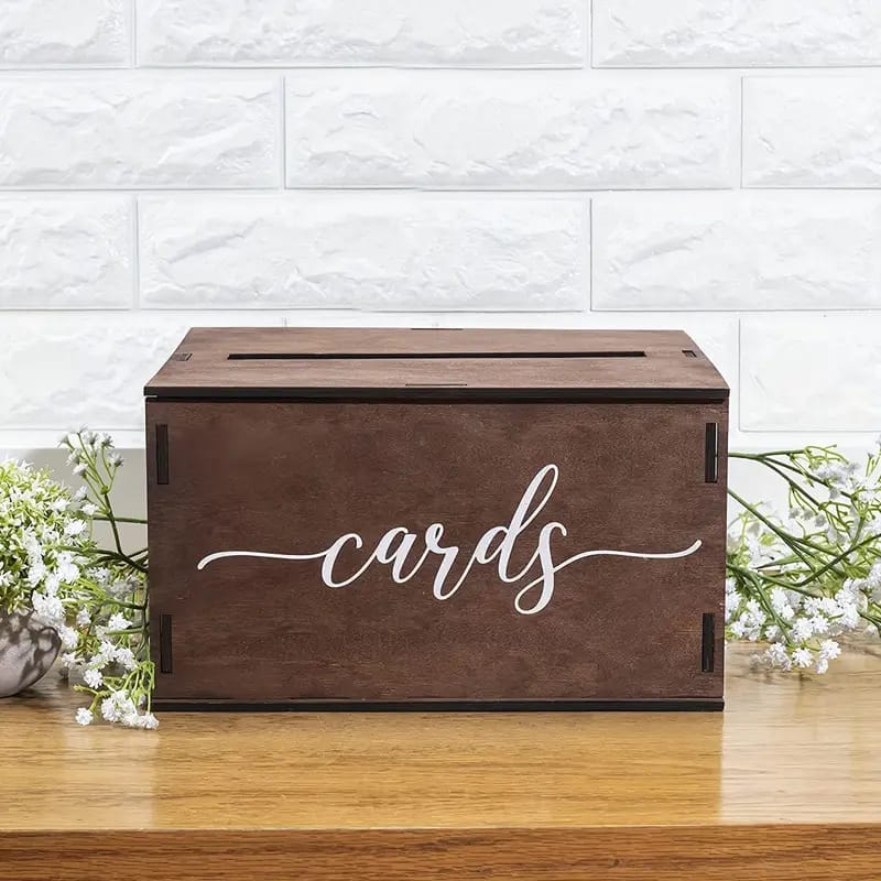 Boîte à personnaliser en bois pour cartes de mariage avec inscription "cards