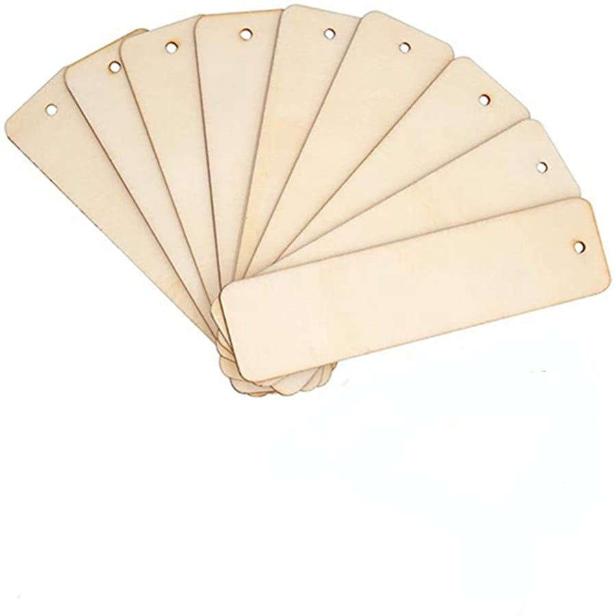 Marque-pages en bois vierges avec trou pour artisanat et personnalisation.