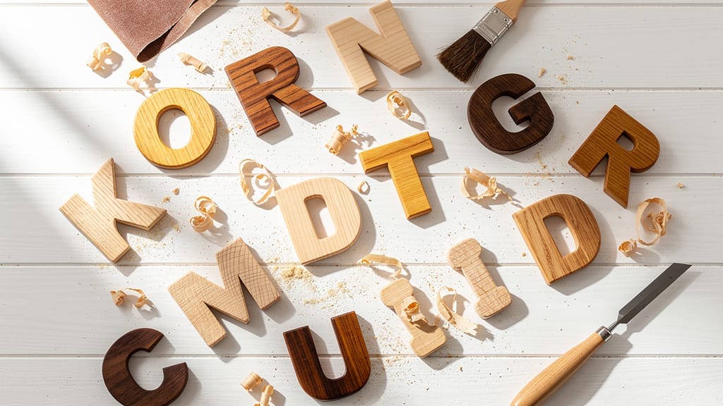 Lettres en bois artisanales, outils de menuiserie. Comment fabriquer des lettres en bois.