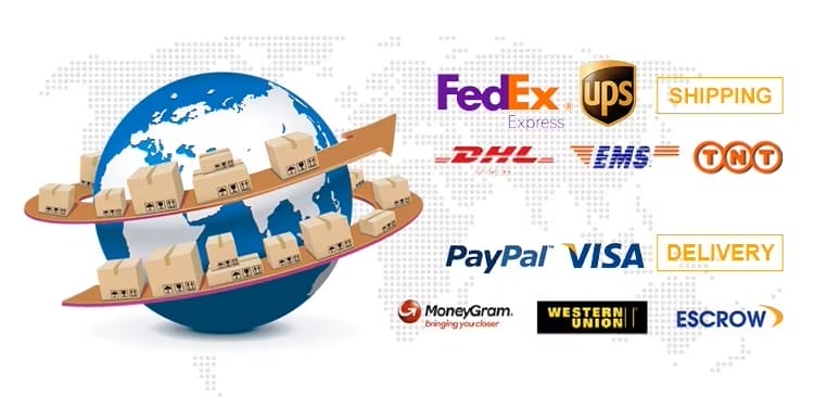 Livraison mondiale : FedEx, UPS, DHL, PayPal, Visa, Western Union